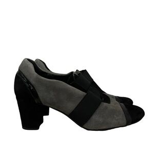 Vaneli Gray & Black Round Toe Heeled Ankle Oxford Booties 8.5